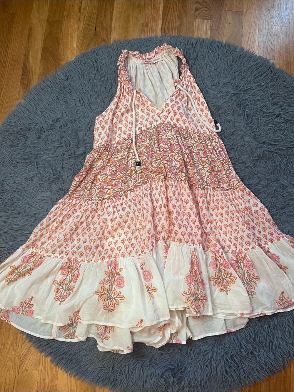 Ro'S Garden Sophie Sleeveless Tiered Floral Boho Dress in Pink Cream Size S - Picture 2 of 6